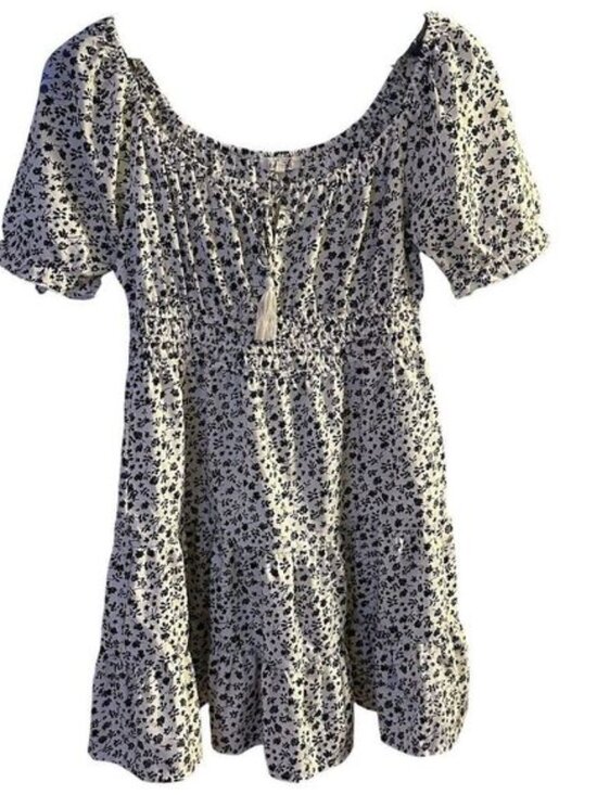 Dresses & Skirts - Blush Women's Floral Mini Dress White Short Sleeve Size L Casual